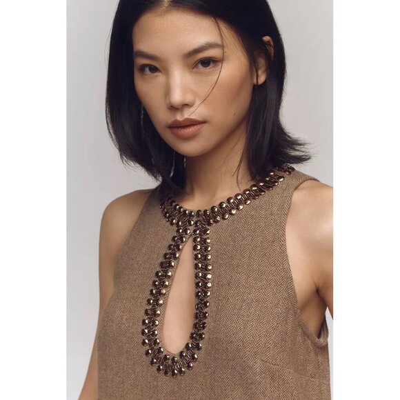 NEW Size L - Anthropologie Beaded Keyhole Sleeveless Mini Dress (NWT US$ 178) - Picture 3 of 16